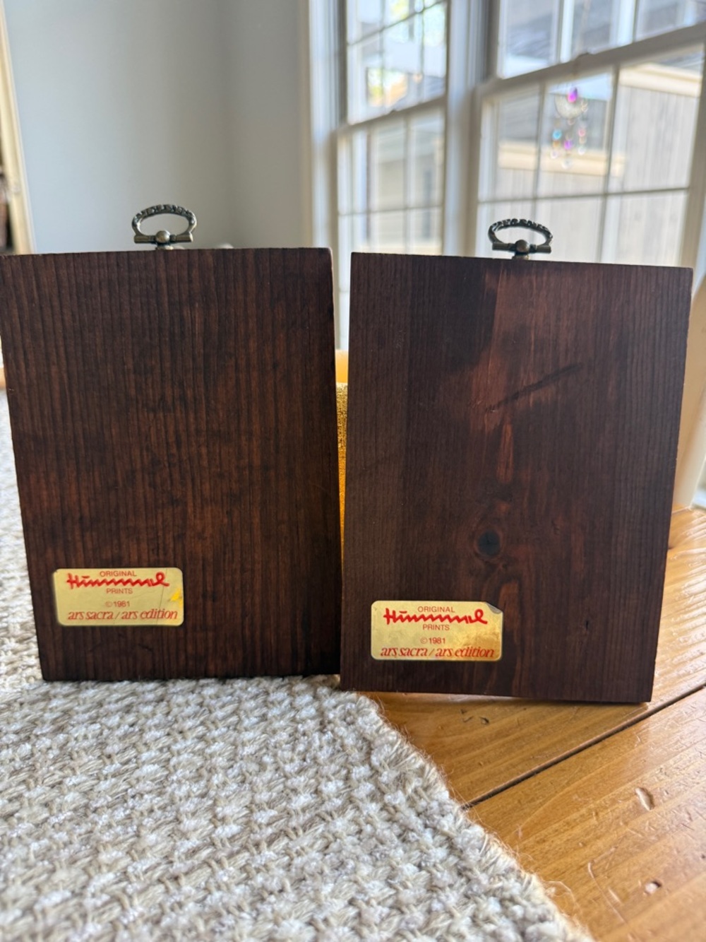 Hummel Framed Rustic Brown Plaque Pair w/Soft Green and Yellow Accents Vintage - Picture 8 of 13
